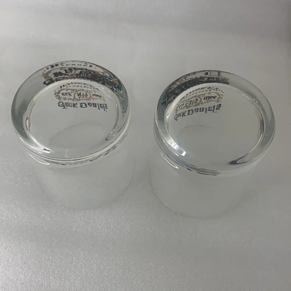 Jack Daniel’s Signature Tennessee Whiskey 8 Oz  Glass Tumblers Set 2 Black Gold